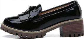 img 2 attached to Women'S Stylish Mid-Heel Oxfords: DADAWEN Classic Tassel Slip-On Platform Square Toe Dress Shoes