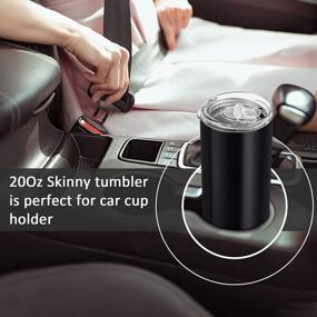 img 1 attached to Travel In Style With 6 Pack Of 20 Oz Double-Walled Insulated Skinny Tumblers In Black Stainless Steel With Straw And Lid For Coffee, Water And Tea