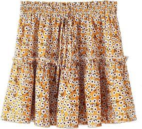 img 1 attached to 👗 FLAREDBOHO Women's Apricot Pleated Drawstring Skirt - Women's Clothing and Skirts