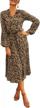 leopard print midi dress with long sleeves and belt - kirundo women's flowy a-line high waist dress for spring and summer 2023 logo