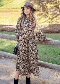 img 2 attached to Leopard Print Midi Dress With Long Sleeves And Belt - KIRUNDO Women'S Flowy A-Line High Waist Dress For Spring And Summer 2023