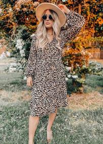 img 3 attached to Leopard Print Midi Dress With Long Sleeves And Belt - KIRUNDO Women'S Flowy A-Line High Waist Dress For Spring And Summer 2023