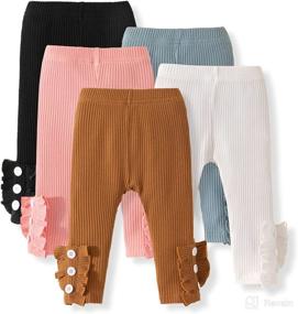 img 4 attached to U·nikaka 5-Pack Toddler and Baby Girl Stretchy Flare Pants with Ruffle Fleece Leggings