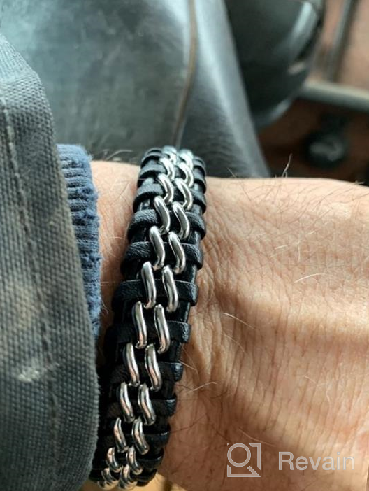 img 1 attached to SERASAR Premium Genuine Leather Bracelet for Men - Black with Magnetic Stainless Steel Clasp in Black, Silver and Gold - Includes Exclusive Jewelry Box - Great Gift Idea review by Brandon Fernandez