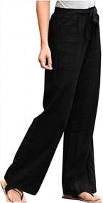 img 2 attached to Women'S Cotton Linen Drawstring High Rise Casual Loose Trousers Pants Elastic Waist