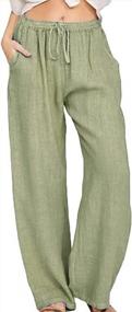 img 2 attached to Chouyatou Женские летние свободные пляжные льняные широкие брюки с завязками на талии Палаццо