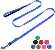 premium 6ft adjustable leash for medium & small dogs - heavy duty nylon, super soft neoprene handle (royal blue) logo