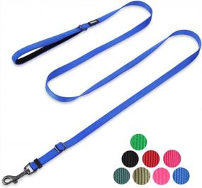 img 4 attached to Premium 6Ft Adjustable Leash For Medium & Small Dogs - Heavy Duty Nylon, Super Soft Neoprene Handle (Royal Blue)