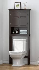 img 4 attached to 🚽 UTEX Espresso Bathroom Storage Over The Toilet Cabinet Organizer with Adjustable Shelves - Space Saver for Bathroom