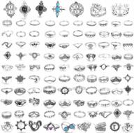 48-104 pcs silver knuckle ring set for women vintage stackable joint midi finger rings bohemian jewelry logo