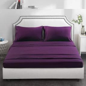 img 3 attached to Experience Supreme Comfort With TEKAMON'S 1800TC Microfiber Polyester Bed Sheet Set - Super Soft, Warm, And Cooling - Wrinkle Free With Extra Deep Pockets For King Size Beds In Purple
