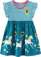cute and comfy: little girls cotton unicorn dress with striped jersey design – perfect for 2-7 years логотип