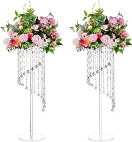 img 4 attached to Graceful Nuptio Flower Vases - 31.5 Inch Acrylic Stands For Wedding Centerpieces And Party Decorations