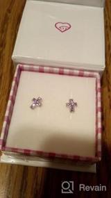 img 5 attached to 🎀 Delicate Rhodium Plated Cross Earrings adorned with Purple Cubic Zirconia – Chic Safety Screw Back Jewelry for Little Girls and Young Toddlers