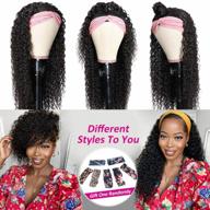 glueless brazilian curly human hair wig with headband - 150% density machine-made easy wear, natural color for black women (20 inch, curly headband wig) logo