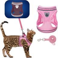 🐱 escape proof cat harness and leash set - pupteck breathable vest for outdoor walking - reflective adjustable soft mesh kitty puppy harness, easy control логотип