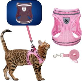 img 4 attached to 🐱 Escape Proof Cat Harness and Leash Set - PUPTECK Breathable Vest for Outdoor Walking - Reflective Adjustable Soft Mesh Kitty Puppy Harness, Easy Control