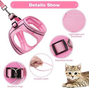 img 2 attached to 🐱 Escape Proof Cat Harness and Leash Set - PUPTECK Breathable Vest for Outdoor Walking - Reflective Adjustable Soft Mesh Kitty Puppy Harness, Easy Control