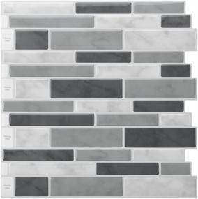 img 4 attached to Gray Peel & Stick Backsplash Tile For Kitchen Decorative Wall Tiles (10 Sheets) By LONGKING