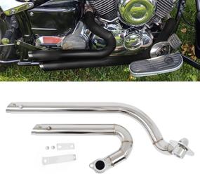 img 4 attached to 🏍️ High-performance Chrome Worldmotop Exhaust Muffler Pipe for Yamaha V Star 650 XVS650 XVS400 Dragstar 650 400