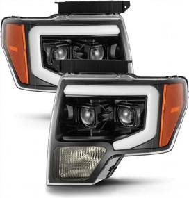 img 4 attached to 09-14 Ford F150 DRL LED Tube Dual Projector Headlights - AlphaRex Base Model Jet Black With Smoke Lens