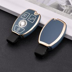 img 2 attached to 🔑 ELOHEI Mercedes Benz Key Fob Cover: Premium Soft TPU Key Case for C E S M CLS CLK G Class Smart Key Fob (Gold Edge Blue)