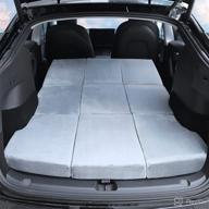 🚗 memory foam car bed for tesla model y - foldable trunk mattress with storage bag and sheet for long travel - portable back seat mattress in light gray logo