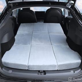 img 4 attached to 🚗 Memory Foam Car Bed for Tesla Model Y - Foldable Trunk Mattress with Storage Bag and Sheet for Long Travel - Portable Back Seat Mattress in Light Gray