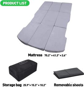 img 2 attached to 🚗 Memory Foam Car Bed for Tesla Model Y - Foldable Trunk Mattress with Storage Bag and Sheet for Long Travel - Portable Back Seat Mattress in Light Gray