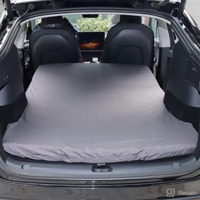 img 3 attached to 🚗 Memory Foam Car Bed for Tesla Model Y - Foldable Trunk Mattress with Storage Bag and Sheet for Long Travel - Portable Back Seat Mattress in Light Gray