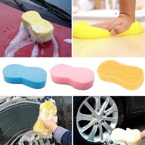 img 2 attached to 🧽 Large All Purpose Household Cleaning Wash Sponge - 1.6in Thick Foam Scrubber Kit for Dishes, Tiles, Bikes, Boats - Easy Grip Sponge for Kitchen, Bathroom, Household Cleaning