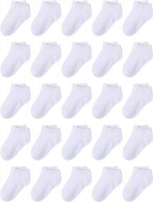 img 4 attached to 25 Pairs Kids' Low Cut Socks: Half Cushion Sport Ankle Athletic By Cooraby