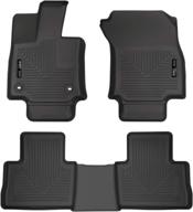 husky liners weatherbeater series front & 2nd seat floor liners for 2019-2021 toyota rav4 - black (95501) - 3 piece set logo