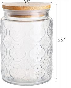img 3 attached to Jucoan 6 Pack 24 Oz Vintage Glass Jar With Bamboo Lid, Airtight Glass Food Storage Jar, Retro Embossed Glass Canister For Flour, Sugar, Coffee, Cookie Jar, Candy, Snack