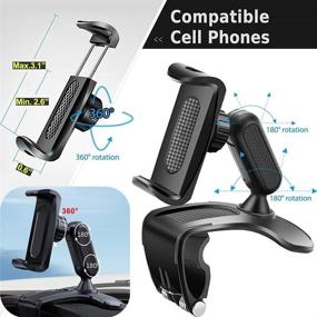 img 3 attached to 📱 360° Rotating Phone Holder Mount for Dashboard, Universal Clip Stand, Fits 4-7 Inch Smartphones