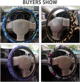 img 1 attached to 🌸 Eye-Catching Sugar Skulls Steering Wheel Cover for Women and Girls - A Stylish Car Accessory by Horeset