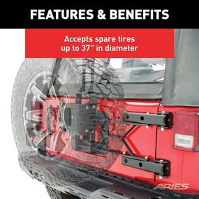 img 1 attached to 🚘 ARIES 2563000 Heavy-Duty Rear Door Spare Tire Carrier for Jeep Wrangler JK, Adjustable to Fit Up to 37-Inch Wheels