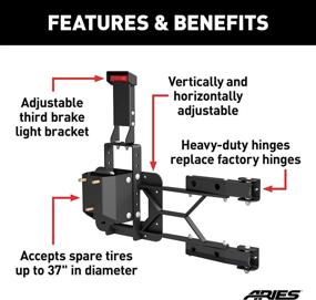 img 2 attached to 🚘 ARIES 2563000 Heavy-Duty Rear Door Spare Tire Carrier for Jeep Wrangler JK, Adjustable to Fit Up to 37-Inch Wheels