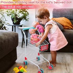 img 3 attached to Sturdy Kids Shopping Cart Trolley With 46 PCS Of Pretend Play Food, Ideal For Role Play And Educational Play Kitchen Activities, Perfect Toy For Boys And Girls