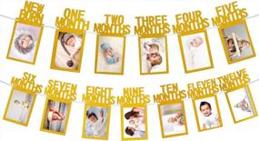 img 4 attached to Gold Baby Photo Banner For 1St Birthday Milestone Pictures - Newborn To 12 Months Bunting Garland Decoration For First Birthday Celebration