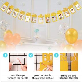 img 2 attached to Gold Baby Photo Banner For 1St Birthday Milestone Pictures - Newborn To 12 Months Bunting Garland Decoration For First Birthday Celebration