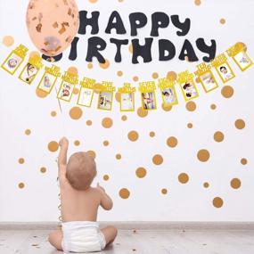 img 1 attached to Gold Baby Photo Banner For 1St Birthday Milestone Pictures - Newborn To 12 Months Bunting Garland Decoration For First Birthday Celebration
