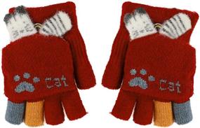 img 4 attached to Convertible Gloves Knitted Fingerless Toddler Girls' Accessories : Cold Weather