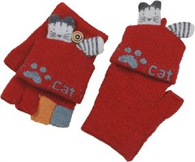 img 3 attached to Convertible Gloves Knitted Fingerless Toddler Girls' Accessories : Cold Weather