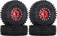 комплект колес и шин red 1.0 beadlock от injora - 4 металлических микрошины для гусеничных машин axial scx24 90081 gladiator, bronco c10, deadbolt - идеально подходит для гусеничных машин 1/24 rc логотип