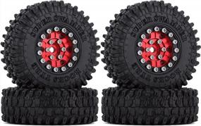 img 4 attached to Red 1.0 Beadlock Wheels And Tires Set By INJORA - 4 Metal Micro Crawler Tires For Axial SCX24 90081 Gladiator, Bronco C10, Deadbolt - Ideal For 1/24 RC Crawler Cars