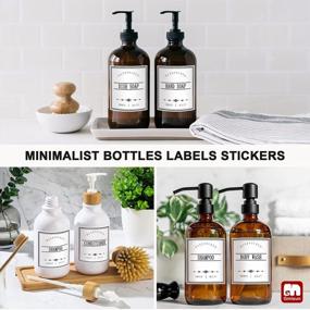 img 1 attached to 12Pack GMISUN Waterproof Labels For Plastic/Glass Bottles - Removable Farmhouse Bathroom/Kitchen Decorations For Soap, Dish, Lotion Dispenser & Shampoo Conditioner