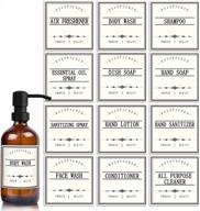 12pack gmisun waterproof labels for plastic/glass bottles - removable farmhouse bathroom/kitchen decorations for soap, dish, lotion dispenser & shampoo conditioner logo