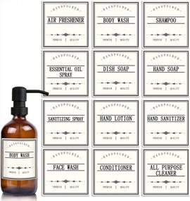 img 4 attached to 12Pack GMISUN Waterproof Labels For Plastic/Glass Bottles - Removable Farmhouse Bathroom/Kitchen Decorations For Soap, Dish, Lotion Dispenser & Shampoo Conditioner