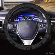 🚗 black all weather car steering wheel cover - universal fit 15 inch - anti-slip grip - customizable - ideal for both men and women - top auto accessory логотип